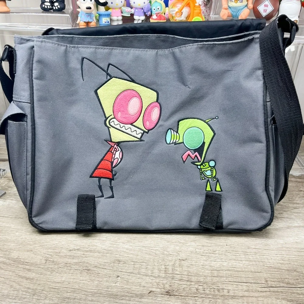 Vintage Invader Zim Messenger Bag 2003 Nickelodeon Nick Gir Piggy Grey Viacom